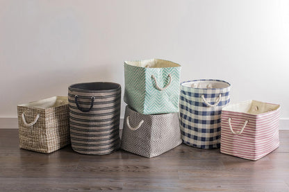 DII Medium Rectangle Woven Paper Storage Bin, Pinstripe, Aqua