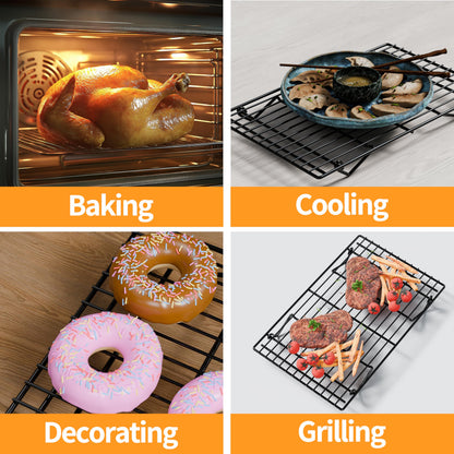 4PCS Cooling Racks for Cooking and Baking, Collapsible 4 Tiers 10"X16" Cool Batches of Cookies, Non-Stick & BPA-Free, Oven and Dishwasher Safe (Black-202)