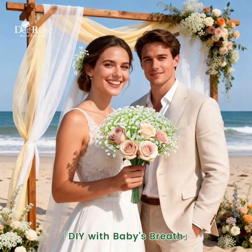 Der Rose 24PCS White Babys Breath Artificial Flowers,11'' Elegant Faux Baby Breath Flowers for Wedding Home Decor, Table Centerpieces & DIY Fake Flowers