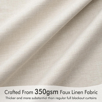 MIULEE 100% Blackout Curtains - Thick Luxury Faux Linen Drapes | 84 Inch Long, Birch, 2 Panels Set for Bedroom
