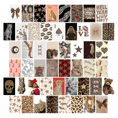 TwoDays Cheetah Print Room Decor Aesthetic, Y2K Leopard Print Wall Art Collage Kit, Chic Luxury Trendy Fashion Posters for Girls Home Bedroom Apartment Dorm.(Set of 50, 4" × 6")