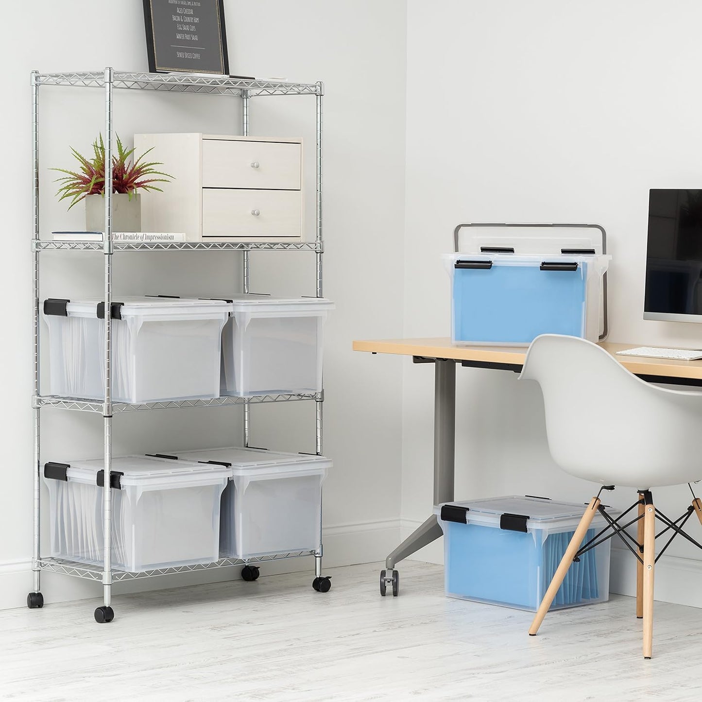 IRIS USA WeatherPro File Box Organizer for Letter/Legal Files, Water Resistant Document Box, Clear 32 Qt.