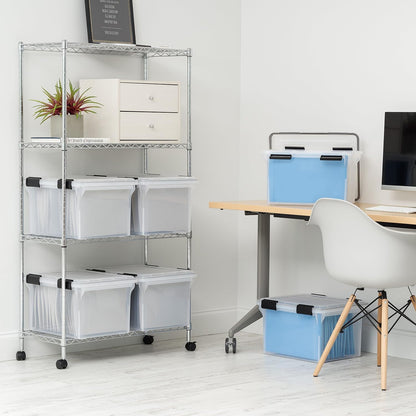 IRIS USA WeatherPro File Box Organizer for Letter/Legal Files, Water Resistant Document Box, Clear 32 Qt.