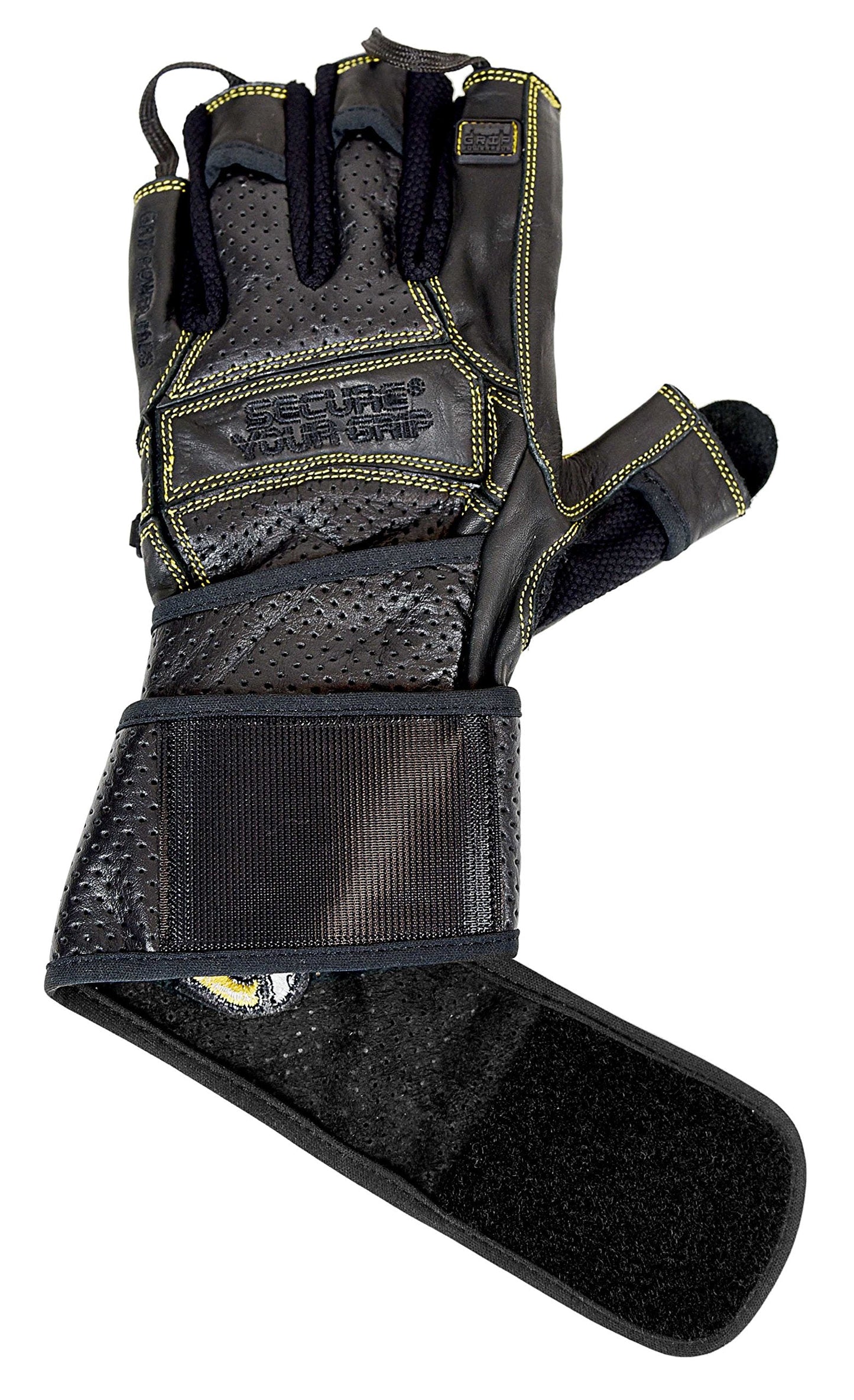 Elite Leather Gym Gloves with Built in 2" Wide Wrist Wraps Grip & Design for Weightlifting Power Lifting Bodybuilding & Strength Training Workout Exercises