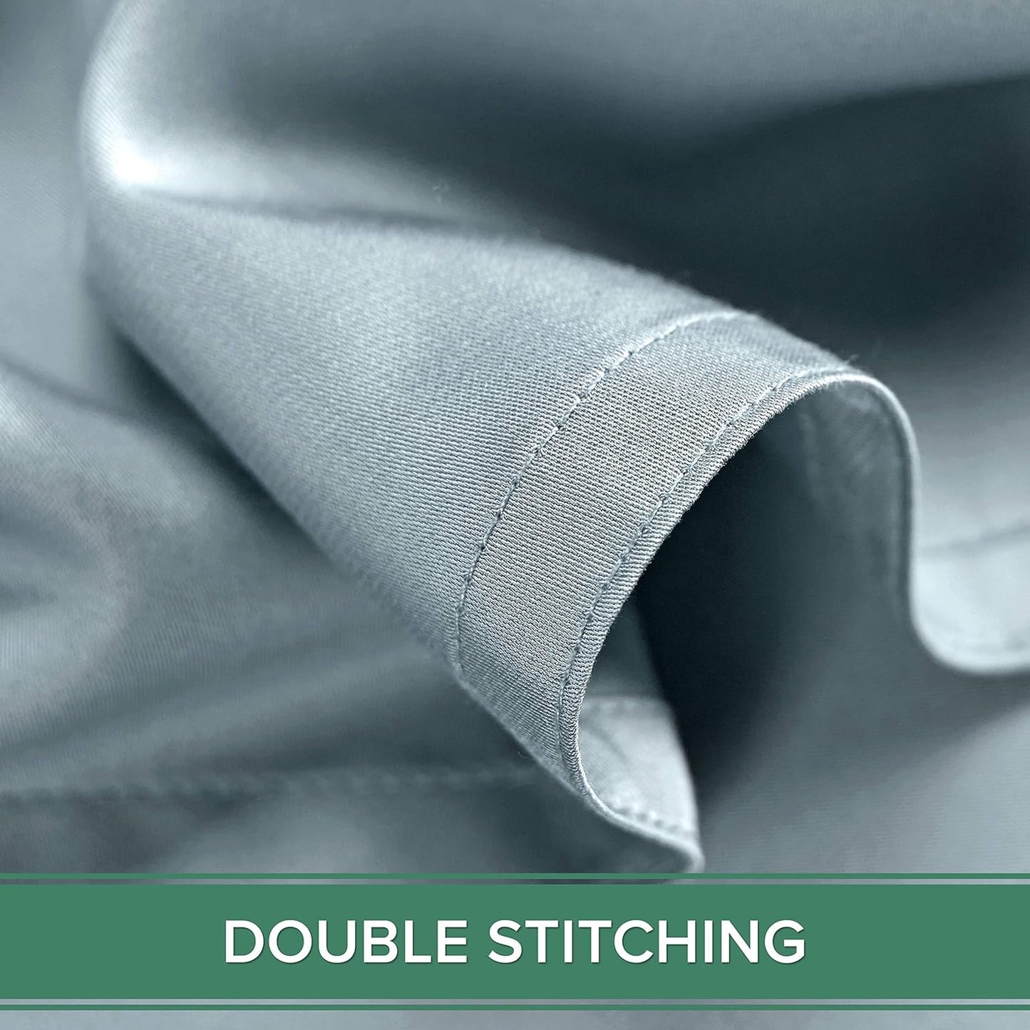 Pure Bamboo King Sheets - Luxuriously Soft 100% Organic Viscose Bed Sheet Set | Sterling Blue, Double Stitching