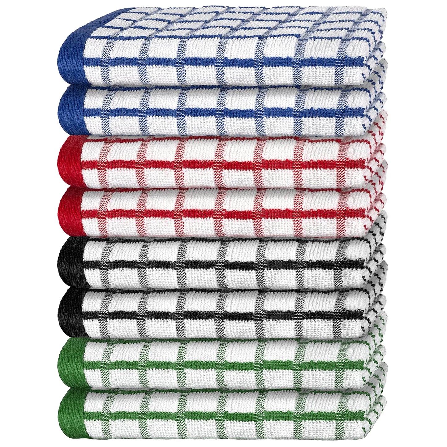 Premium Dish Towels for Kitchen, 8 Pack, 16x26 - 100% Cotton Kitchen Towels with Hanging Loop, Ultra Absorbent and Thick 410 GSM, Multicolor