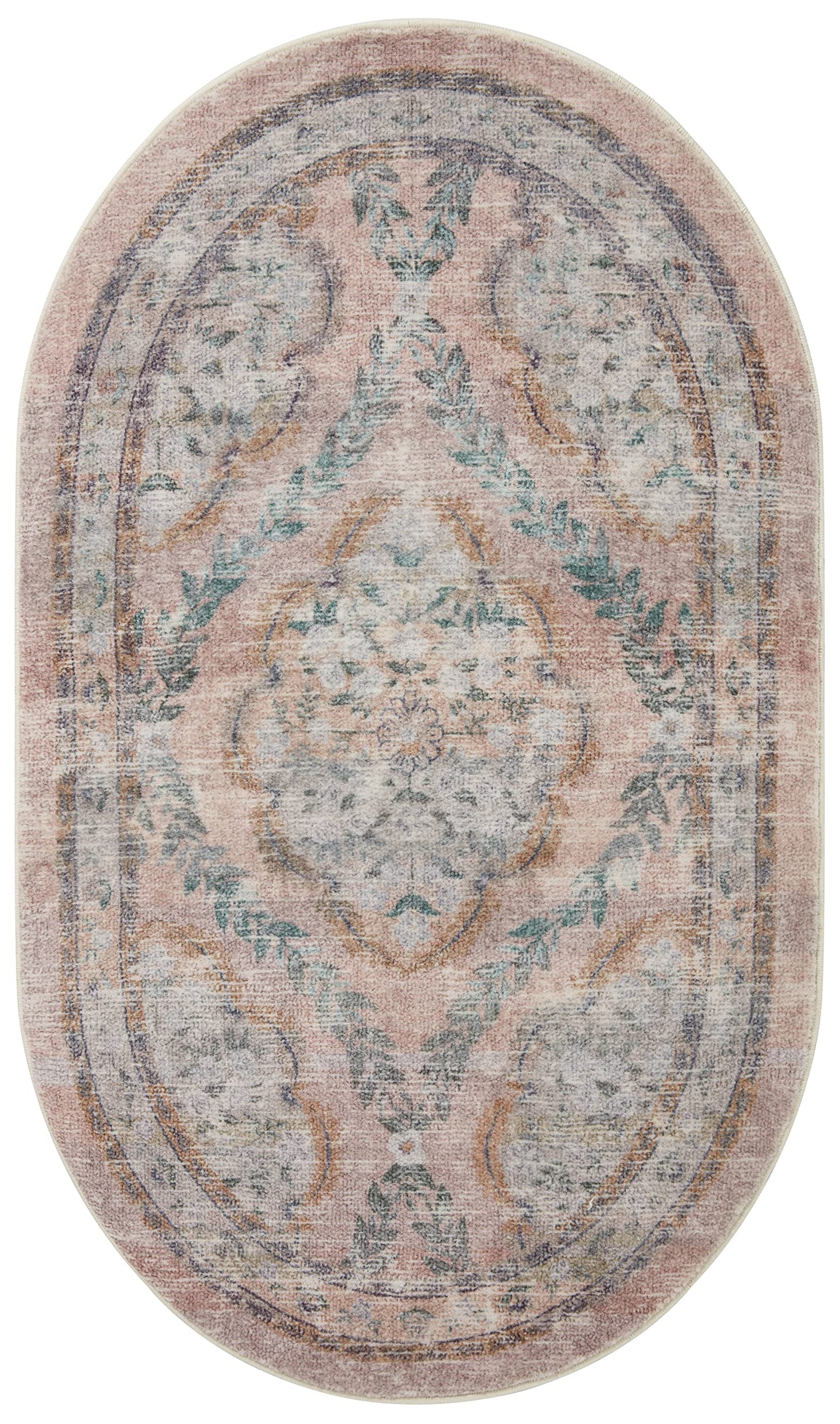 Loloi Rifle Paper Co. Courtyard Collection COU-02 Blush 7'-6" x 9'-6" Area Rug feat. CloudPile