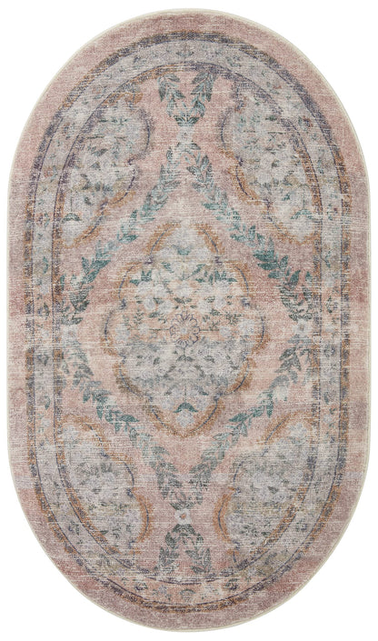 Loloi Rifle Paper Co. Courtyard Collection COU-02 Blush 7'-6" x 9'-6" Area Rug feat. CloudPile