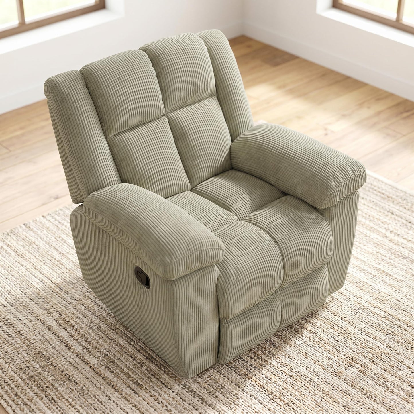 Trygoal Manual Recliner Chair, Nursery Rocking Chair, Linen Recliner Chair for Adults, Lazy Boy, Gaming Recliner wih Overstuffed Arms, Suitable for Home Theater, Living Room, Bedroom, Off-White