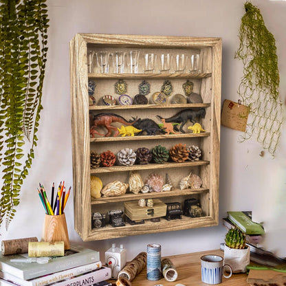 Houstimi Original Wood Shadow Box Frame 16x20 Shadow Box with Shelves 2.6" Interior Depth Memorial Shadow Box with Linen Back for Handicrafts,Picture Frames,Medals,Coins,Pins Collection and More