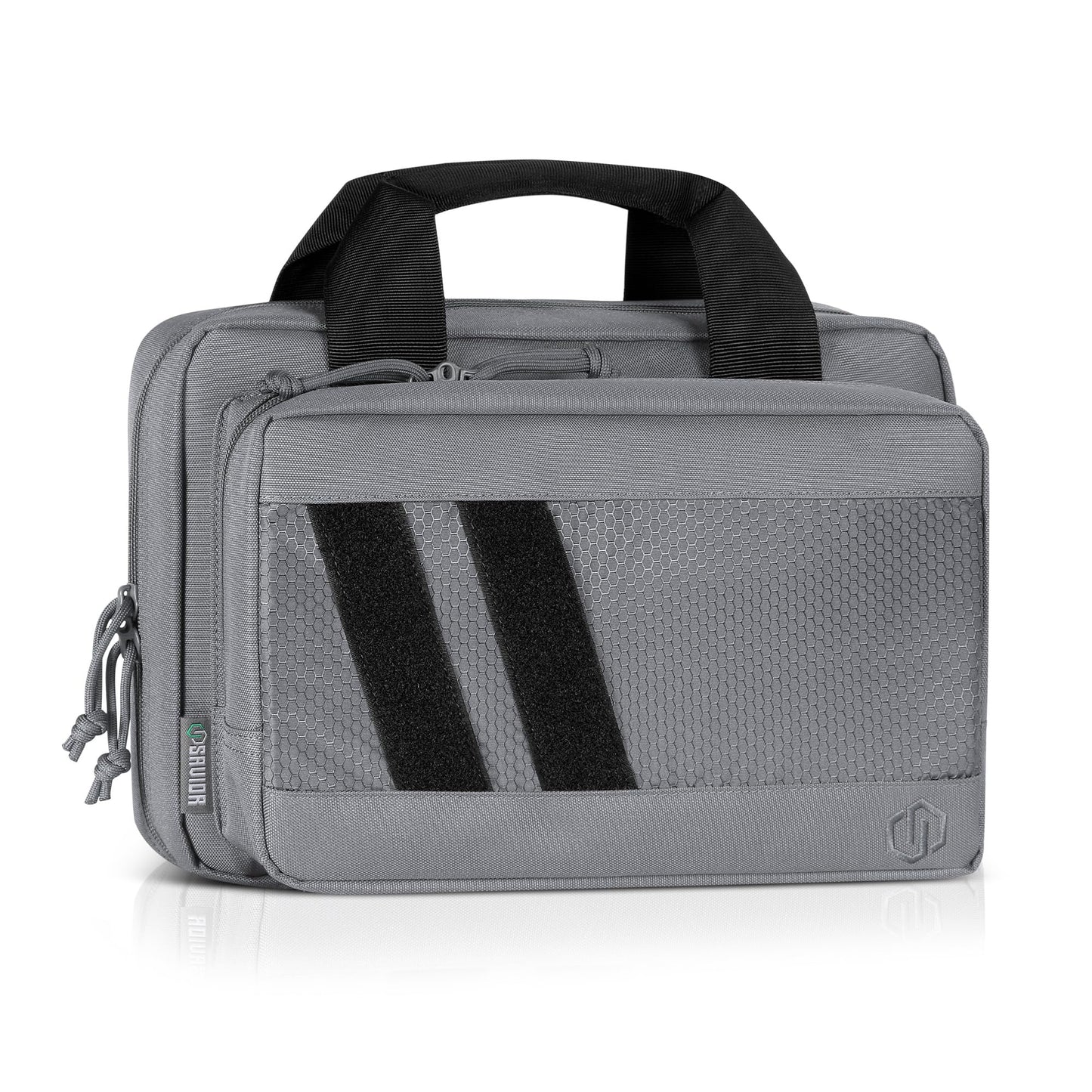 Savior Equipment Specialist Series Tactical Double Scoped Handgun Firearm Case Pistol Bag for Outdoor Hunting Shooting Range, Lockable Compartment, Additional Magazine Storage Slots, SW Gray