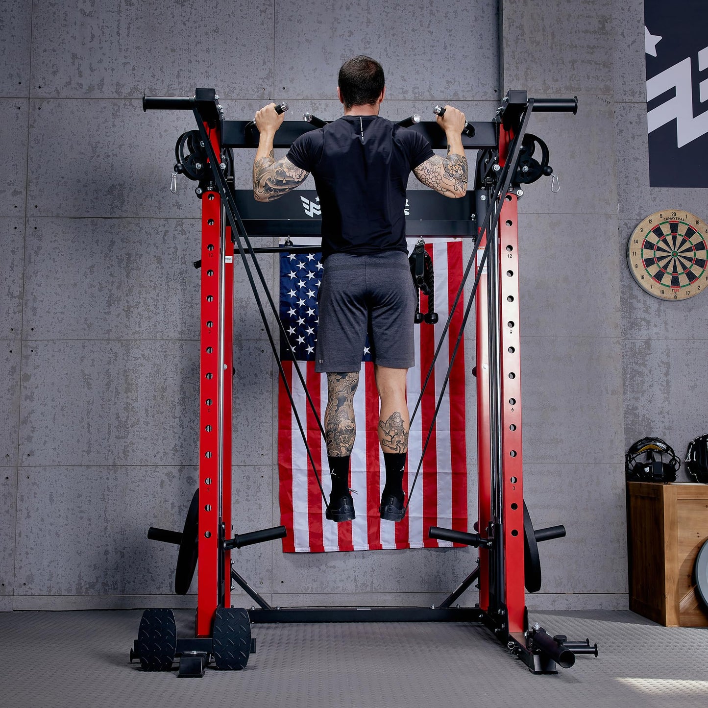 MAJOR FITNESS F22 Power Rack with Weight Bench – 1600lbs All-in-One Squat Rack with Cable Crossover, Dual Pulley, Heavy-Duty Steel Frame, Attachments & Storage for Home Gym Strength Training, Black
