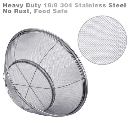 3 Pack Strainers for Kitchen, 18/8 Stainless Steel Colander, Fine Mesh Strainer for Pasta, Rice and Fruit, Sieve for Strain, Drain, Rinse or Steam (5-Quart, 4-Quart and 3-Quart)