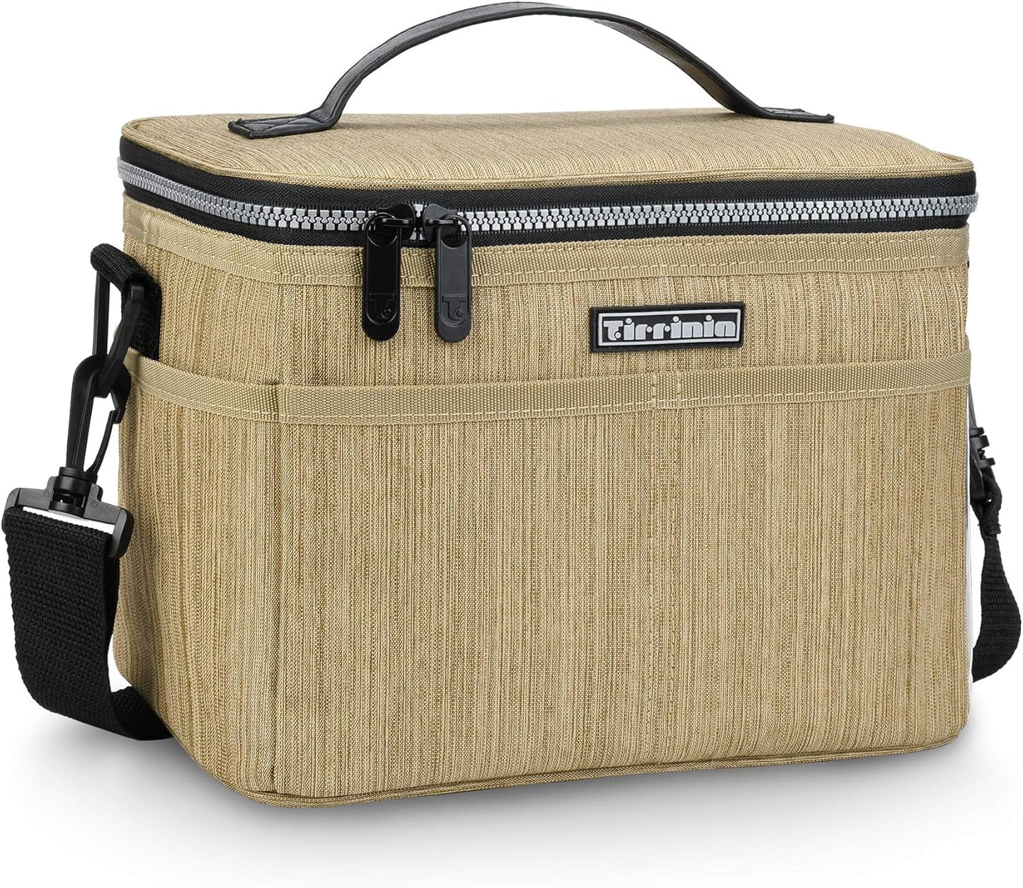 Tirrinia Insulated Lunch Bag, Leakproof Lunch Box for Work, School, Soft Lunchbox for Kids, Adult Cooler Bag, Khaki