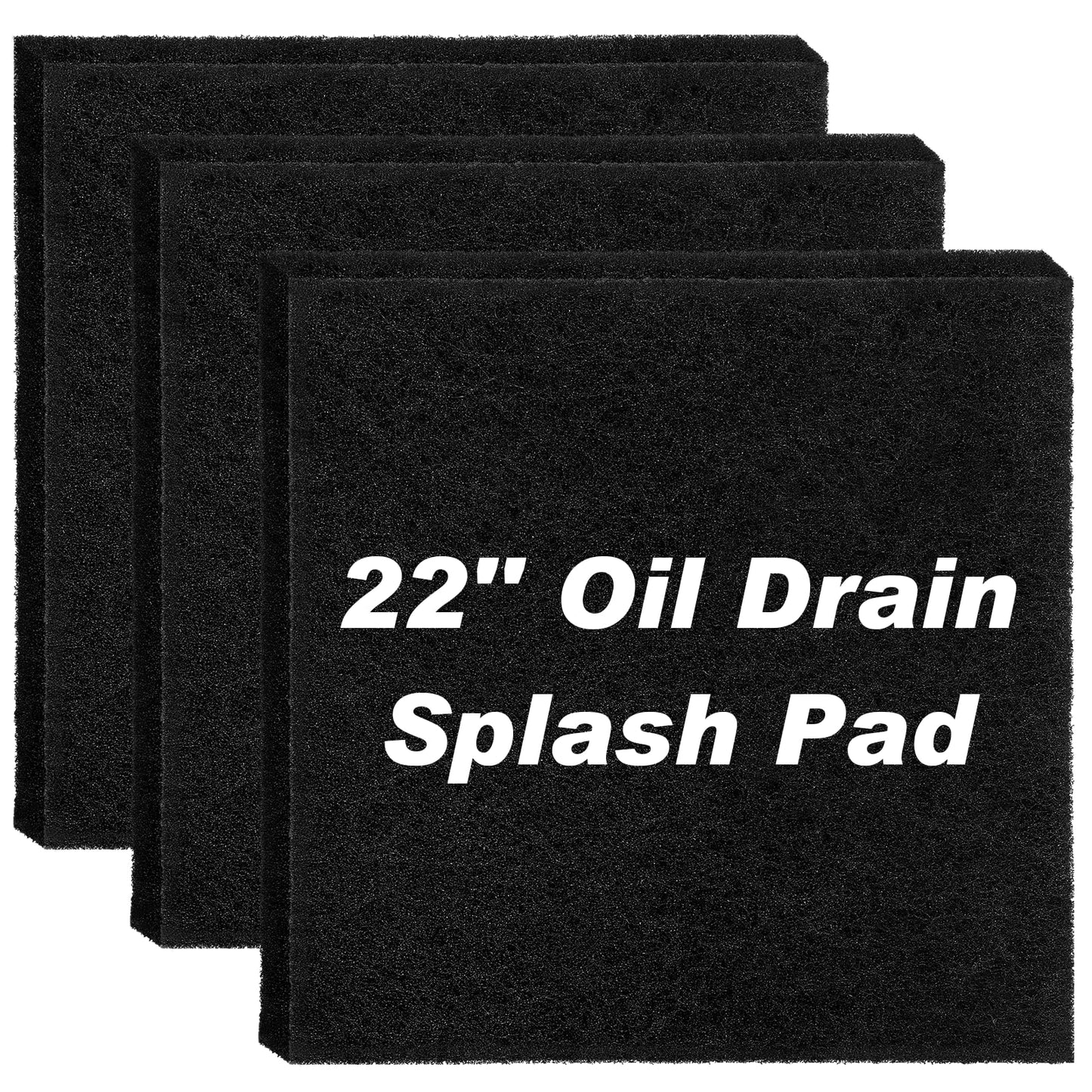 Dilsuaco 3 Pcs 22'' Oil Drain Splash Pad, Heat-Resistant Square No-Splatter Pad fits Most Oil Drains Anti Oil Splash Pad for Car Oil Changing Drain Pan Transmission, Black