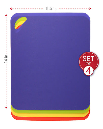 Dexas Heavy Duty Grippmat Flexible Cutting Board Set of Four, 11.5 x 14 inches, Blue, Green, Yellow and Red,6554PK