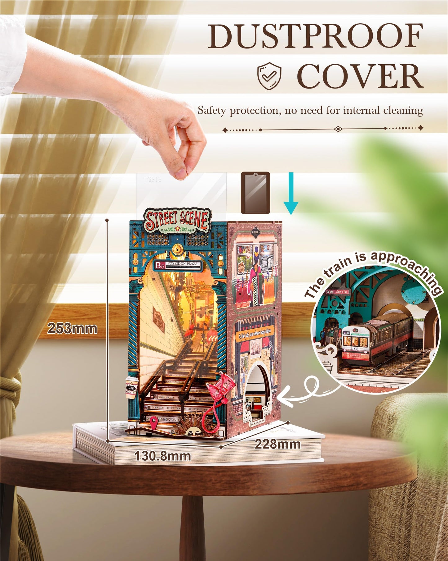 Rolife Book Nook Kits DIY 3D Wooden Puzzle for Adults 10" Subway Urban Street Scene Decorative Bookends Bookshelf Insert Decor Creative Chirstmas Thanks Giving Gift for Men Women