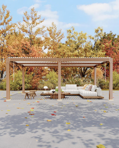 Garvee 12x20ft Louvered Pergola - Outdoor Pergolas with Adjustable Louvered Roof, Reinforced Aluminum Frame, Integrated Drainage System, Outdoor Gazebo for Deck, Patio, Backyard and Garden