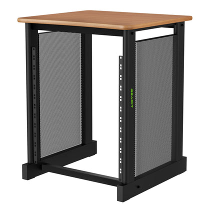 GEARit 12U Audio Rack, 19 Inch Steel AV Rack, Server Rack and Network Rack Stand with Flat Oak Top, Rack for Music Gear, Mixers, Network Equipment, Server Hardware and Audio Components