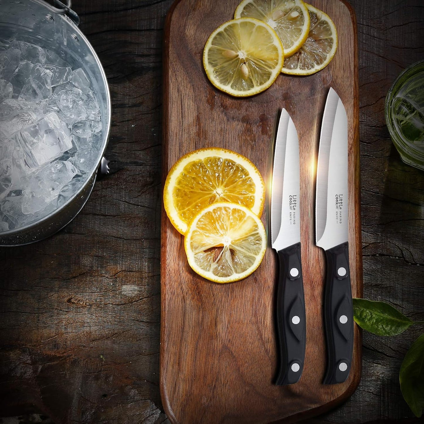 2PCS Little Cook Paring Knife Set, Ultra Sharp German Stainless Steel Kitchen Knives