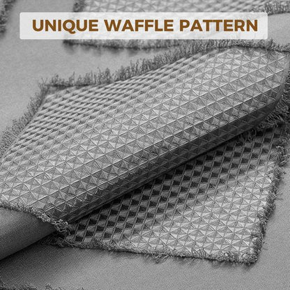 downluxe No Hook Shower Curtain with Snap in Liner,Grey Waffle Fabric Shower Curtain Set for Bathroom,Hotel Style Double-Layer Waterproofing Curtains 71W x 74L