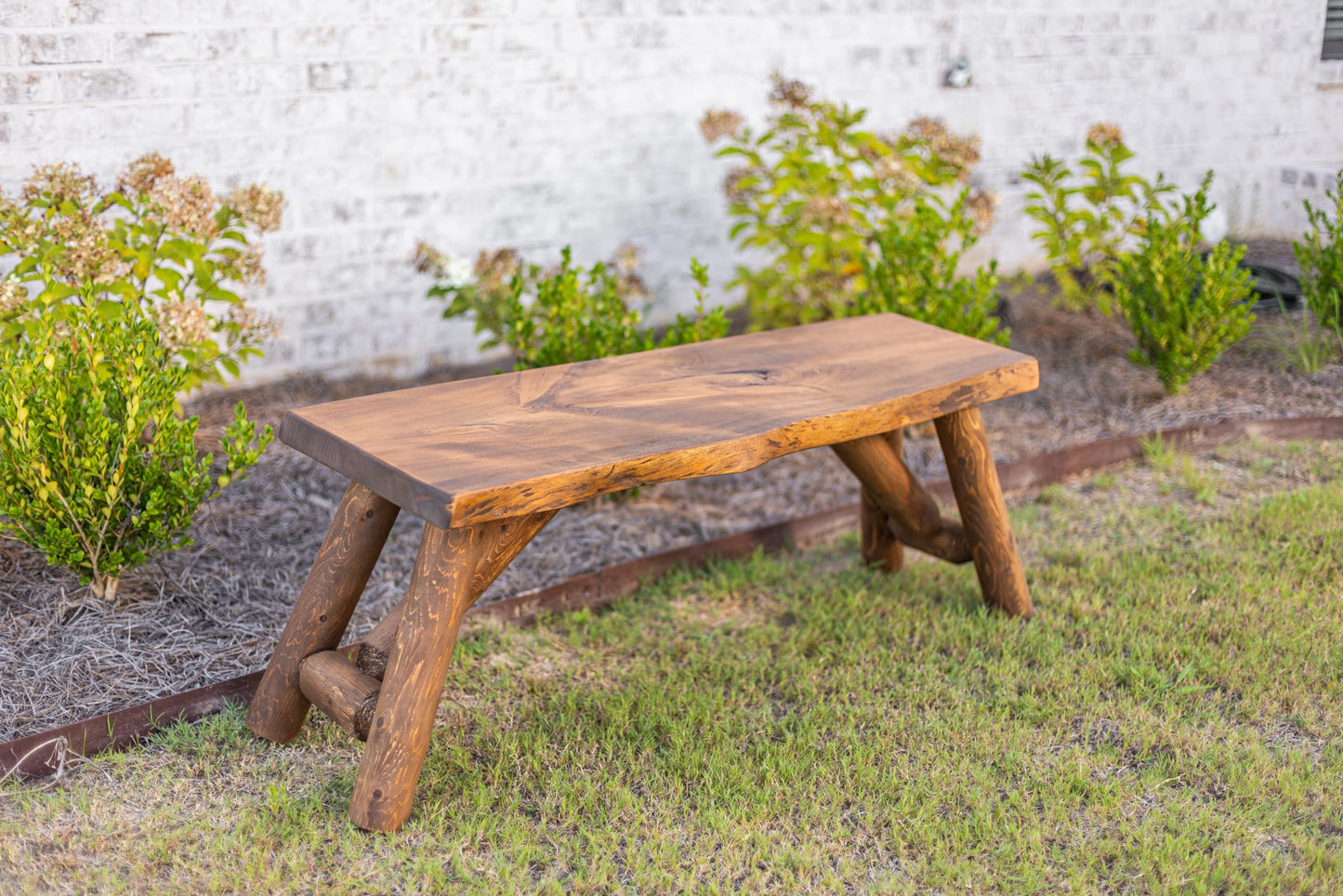SRL Rustic Logwerks Indoor Bench — Pine & Cedar Wood Bench — Front Porch Decor — Live Edge Small Bench for Entryway, Garden & More — Handcrafted Bench — Rustic Furniture (36”, Outdoor Honey Pine)