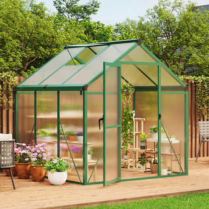 IDEALHOUSE 6×6 FT Greenhouse, Large Walk in Greenhouses for Outdoors and Garden Planting, Polycarbonate Greenhouse with Enhanced Aluminum Frame, Green Houses with Quick Setup Structure and Roof Vent