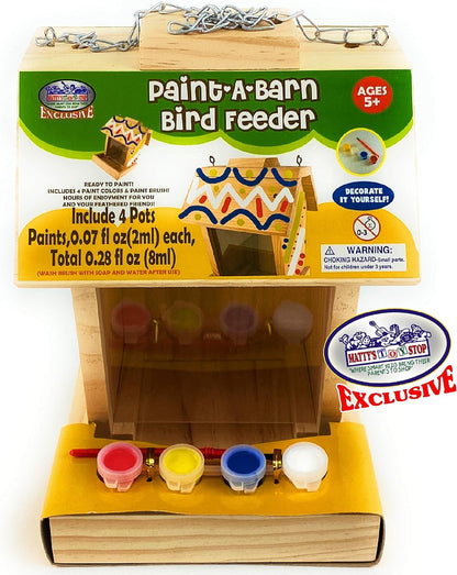 9" 4 1 Mtty's Toy Stop Paint Your Own Deluxe Large Wooden Bird Feeder (Includes Paints & Brush)
