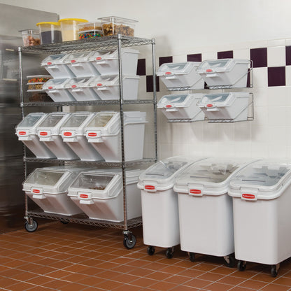 Rubbermaid Commercial Products ProSave Shelf Food Ingredient Bin with Scoop 40-Cup White Kitchen Food Storage Sugar/Grains/Rice/Baking Supplies