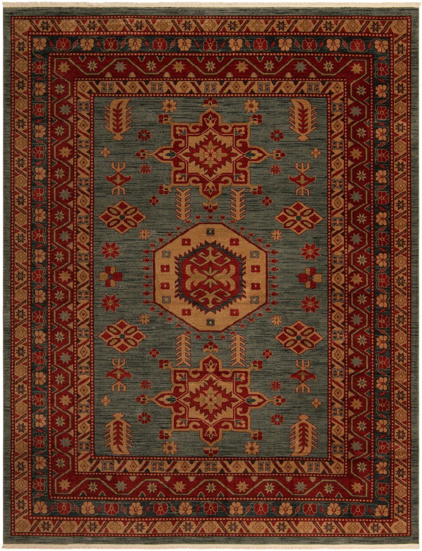 Unique Loom Sahand Collection Area Rug - Shapur (10' x 13' 1" Rectangle, Light Blue/ Light Brown)