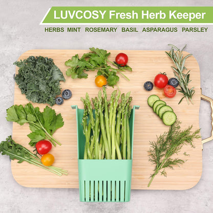 2 Pack 3 LUVCOSY Herb Keeper, BPA-Free Plastic Herb Saver with an Inner Basket for Cilantro, Mint, Parsley