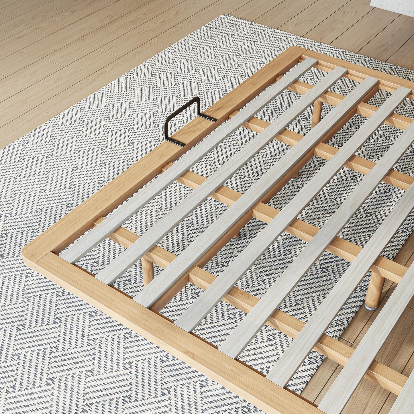 KEIKI King Size Bamboo Platform Bed, Mid-Century Modern Style Floating Bed Frame with Wooden Solid Support Slats, No Box Spring Needed, Easy Assembly, Noise Free, for Bedroom, Guest Rooms, Natural