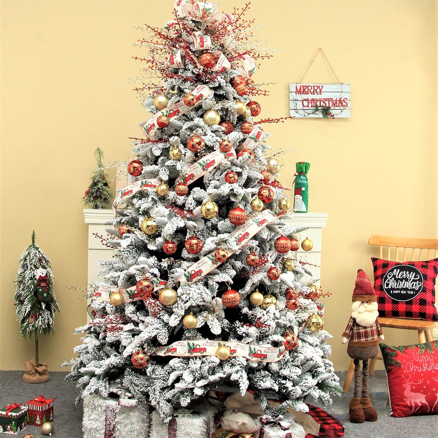 Christmas Ball Ornaments - 30 pcs 2.36" Shatterproof Baubles Set in Red and Gold for Xmas Tree Decorations