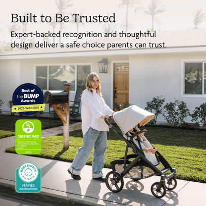 UPPAbaby Vista V3 Convertible Single-to-Double Stroller for Baby & Toddler, 30+ Configurations, Car Seat Compatible, All-Wheel Suspension, XL Basket – Ada (Sandstone Mélange/Carbon Frame)