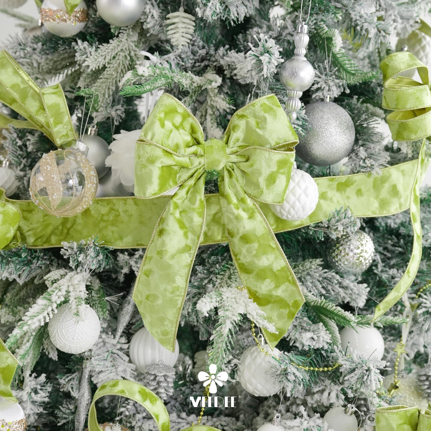 MEEDEE 2.5 inch Moss Green and Gold Velvet Ribbon 10 Yards Roll Two Tone Thick Wired Ribbon for Christmas Tree, Gift Wrapping, Velvet Bow, Wreaths, Crafts Supply, Seasonal Decorations