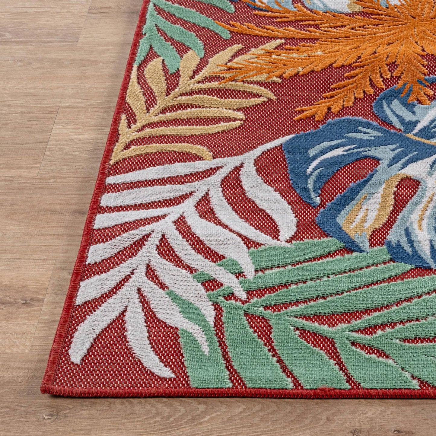 Luul Home Floral Indoor Outdoor Rugs 9x12 Large Area Rug for Living Room, Patio Decor, Kitchen, and Entryway Rug, Washable Stain Resistant Outside Carpet Red 9 x 12