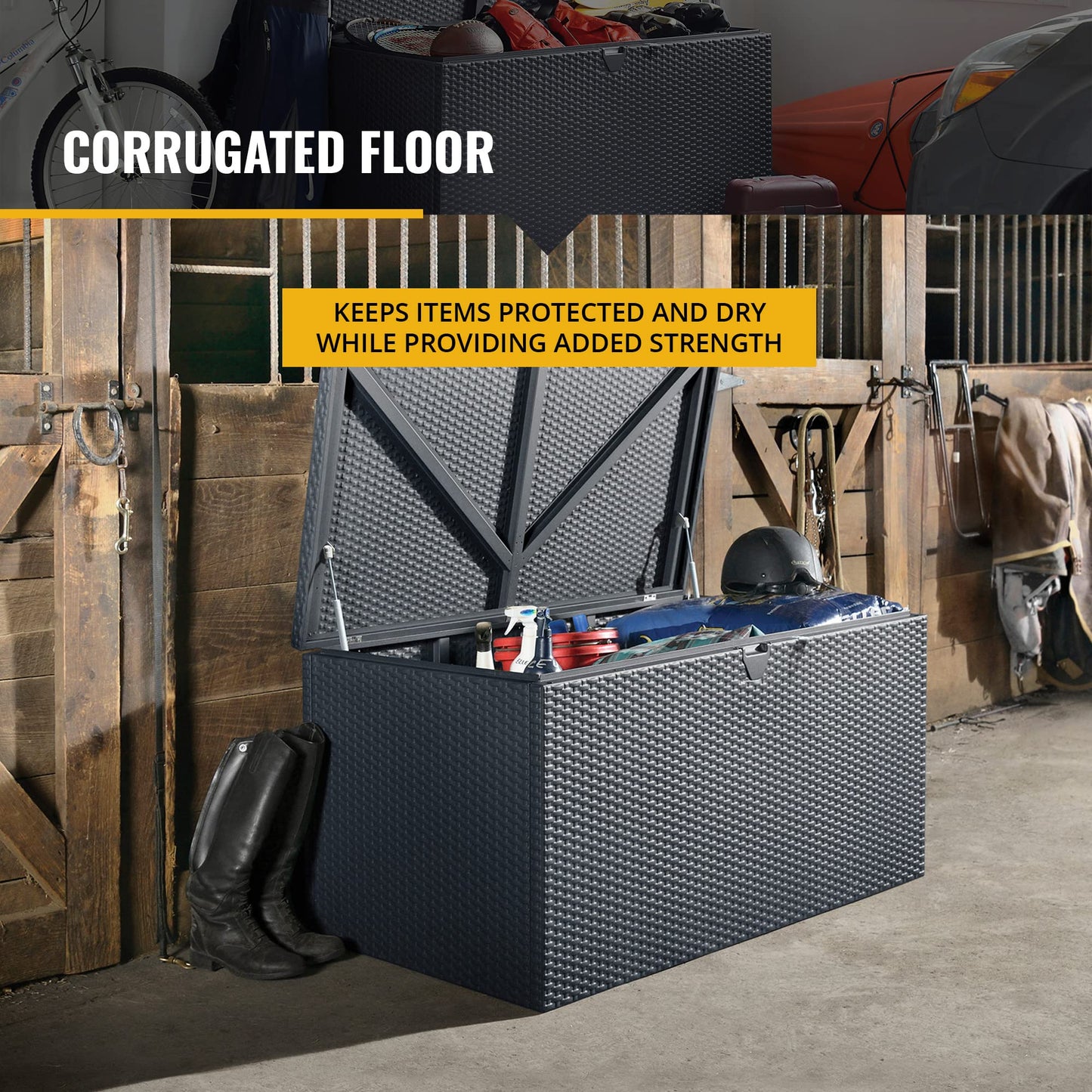 Arrow 4' x 2' x 2' Spacemaker Anthracite 134 Gallon Hot-Dipped Galvanized Steel Storage Deck Box