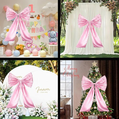 Giant Large Satin Ribbon Bow - 25x40 Inch Pink Bow for Coquette Room Decor & Party Backdrop