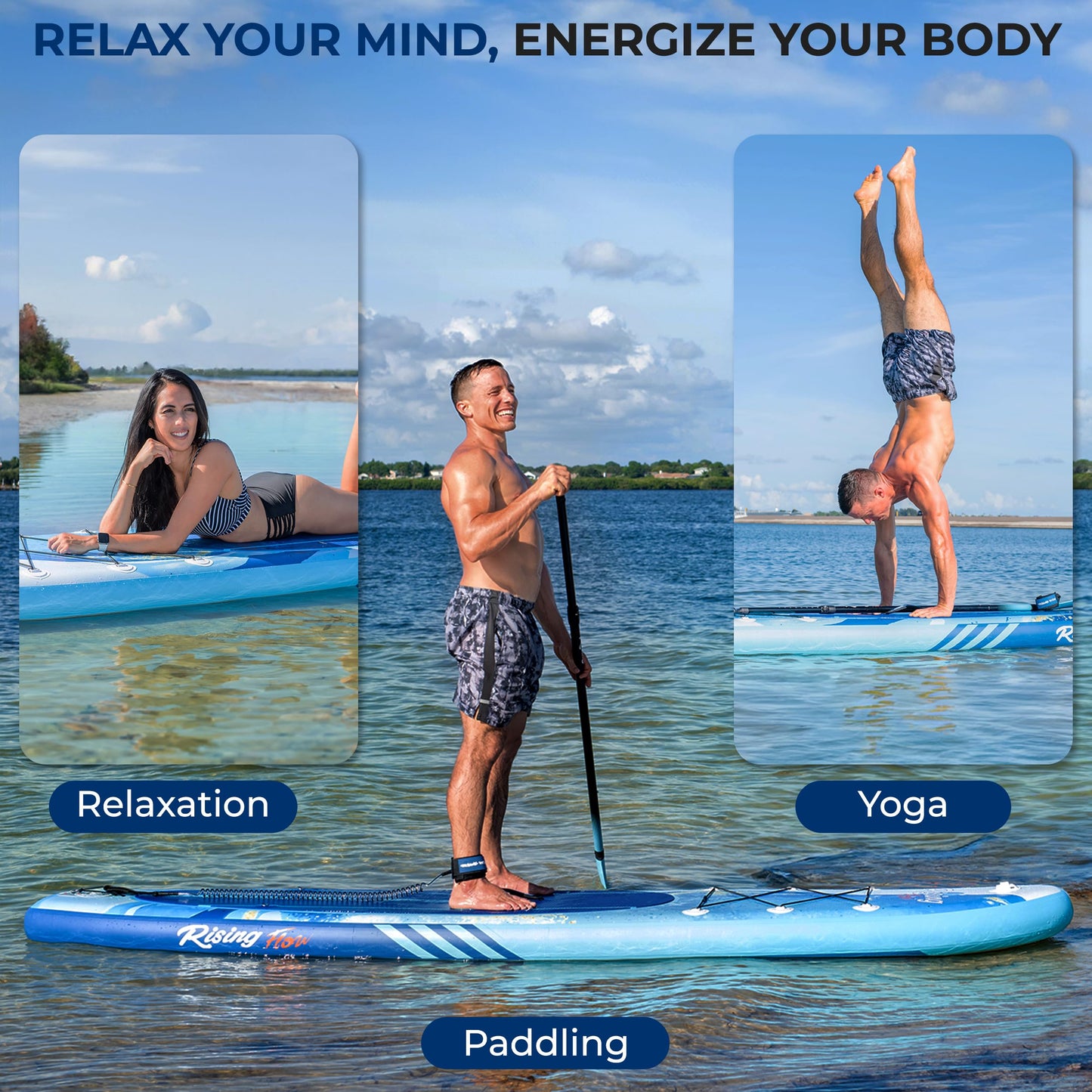 SereneLife 10’6” Inflatable Stand Up Paddle Board with Premium SUP Accessories - 32” Wide Stable Design with Non-Slip EVA Deck Pad, for Youth and Adults, 350 lbs. Capacity