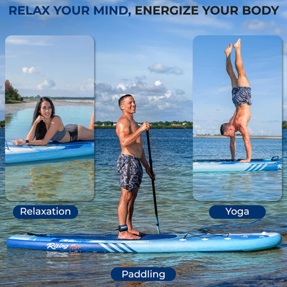 SereneLife 10’6” Inflatable Stand Up Paddle Board with Premium SUP Accessories - 32” Wide Stable Design with Non-Slip EVA Deck Pad, for Youth and Adults, 350 lbs. Capacity
