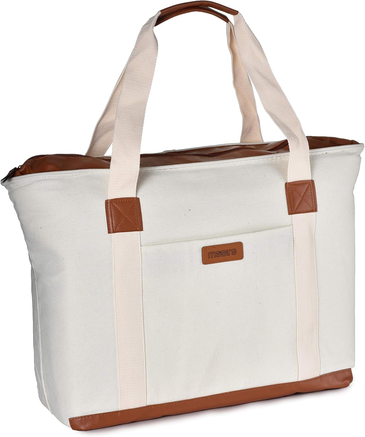 Insulated Grocery Bag with Zippered Top - Thermal Reusable Canvas Shopping Tote for Groceries - Leakproof Cooler Bags