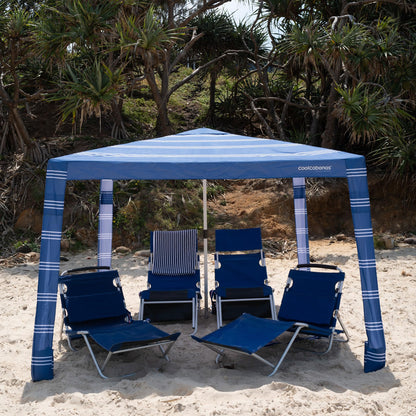 CoolCabana Beach Shade Tent - Easy Setup, UPF 50+ Protection, Large & Medium Sizes, Compact & Wind Resistant - Beach Cabana for The Whole Family - Coronado Navy, Medium