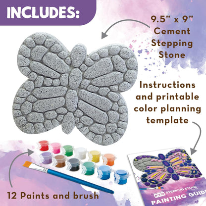 8 MindWare Paint Your Own Stepping Stone Butterfly, Rock Painting Kit, Stepping Stones Crafts for Kids Ages & up