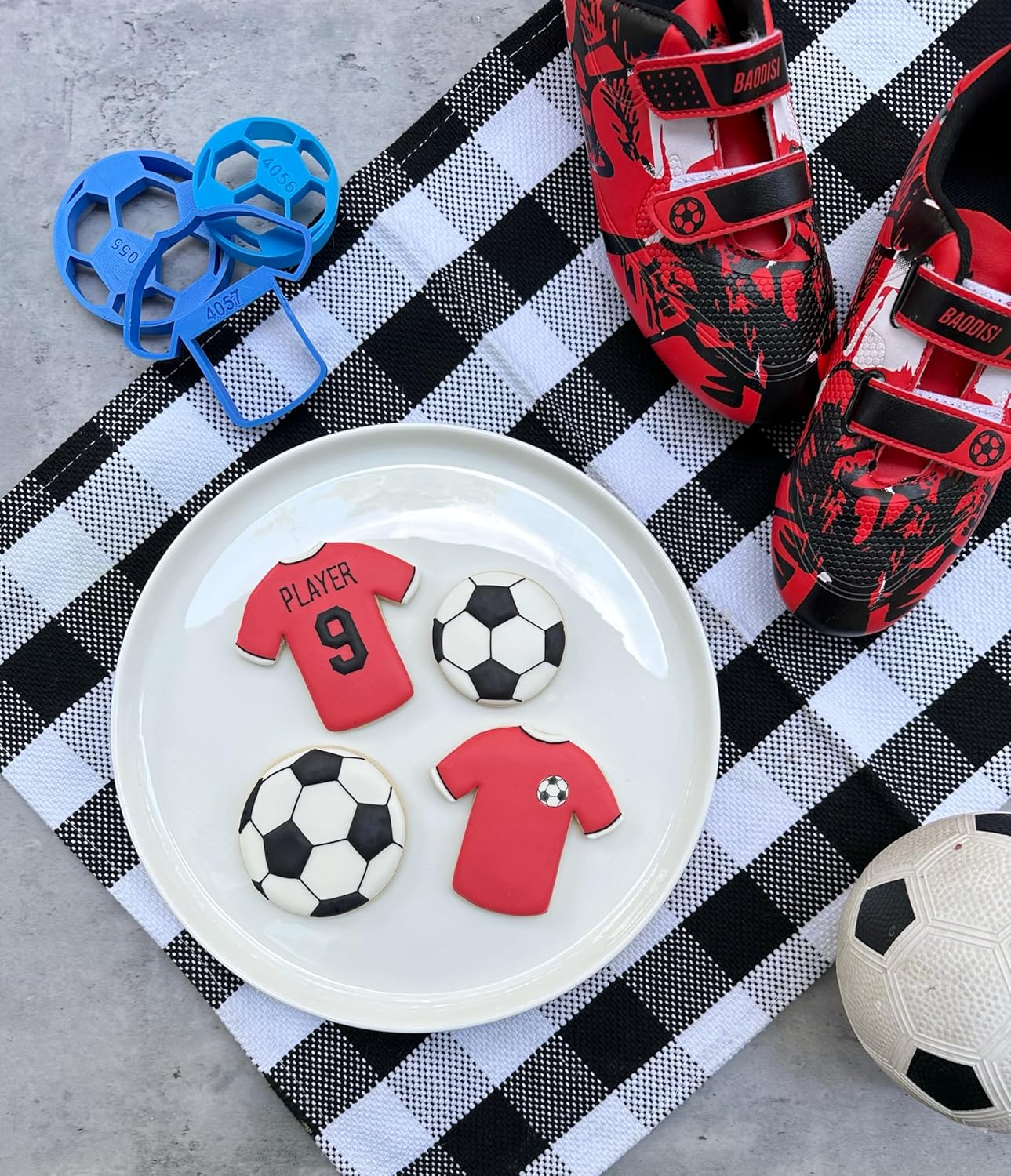 Soccer Ball Cookie Cutters with Jersey - American Football Sport Cookie Cutters for Birthday Graduation (3 Pack)