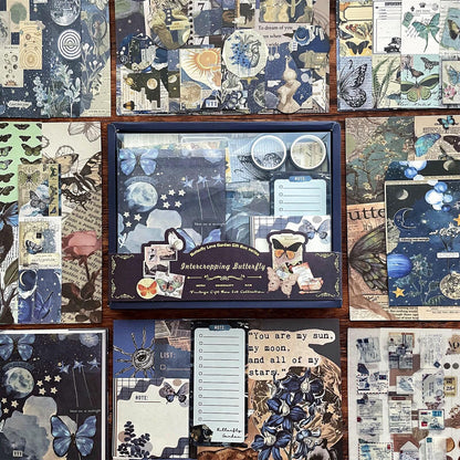 BoomTeck Vintage Aesthetic Scrapbooking Supplies, Bullet Junk Journal Kits with Scrapbook Paper, Washi Stickers, A6 Grid Notebook - DIY Craft Journaling Gift for Teen Girl Adult (Butterfly Garden)