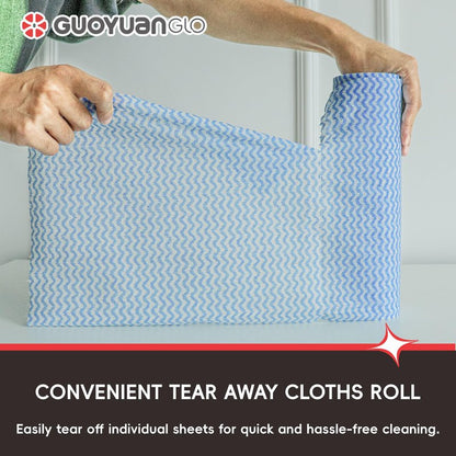 GUOYUANGLO Disposable Cleaning Cloths Roll Disposable Dish Cloth Multi-Purpose Heavy Duty Paper Towels-200 Sheets,Blue