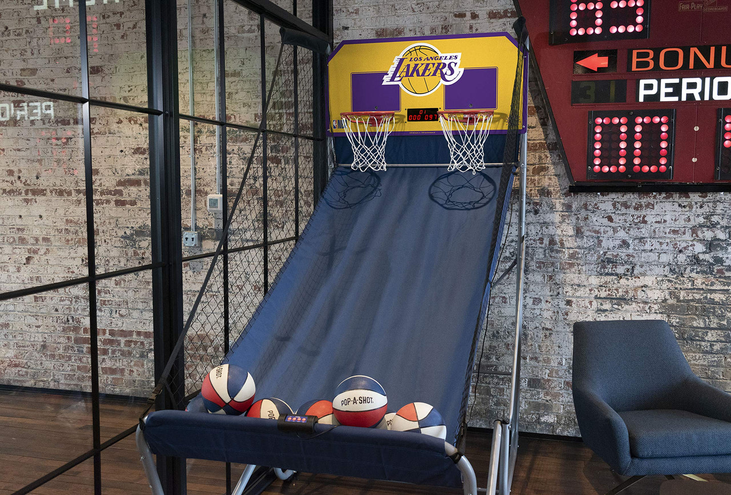 Pop-A-Shot - Home Dual Shot with Los Angeles Lakers NBA Graphics l Sensor Scoring l 16 Game Modes l 7 Balls l Foldable Storage l for All NBA Fans