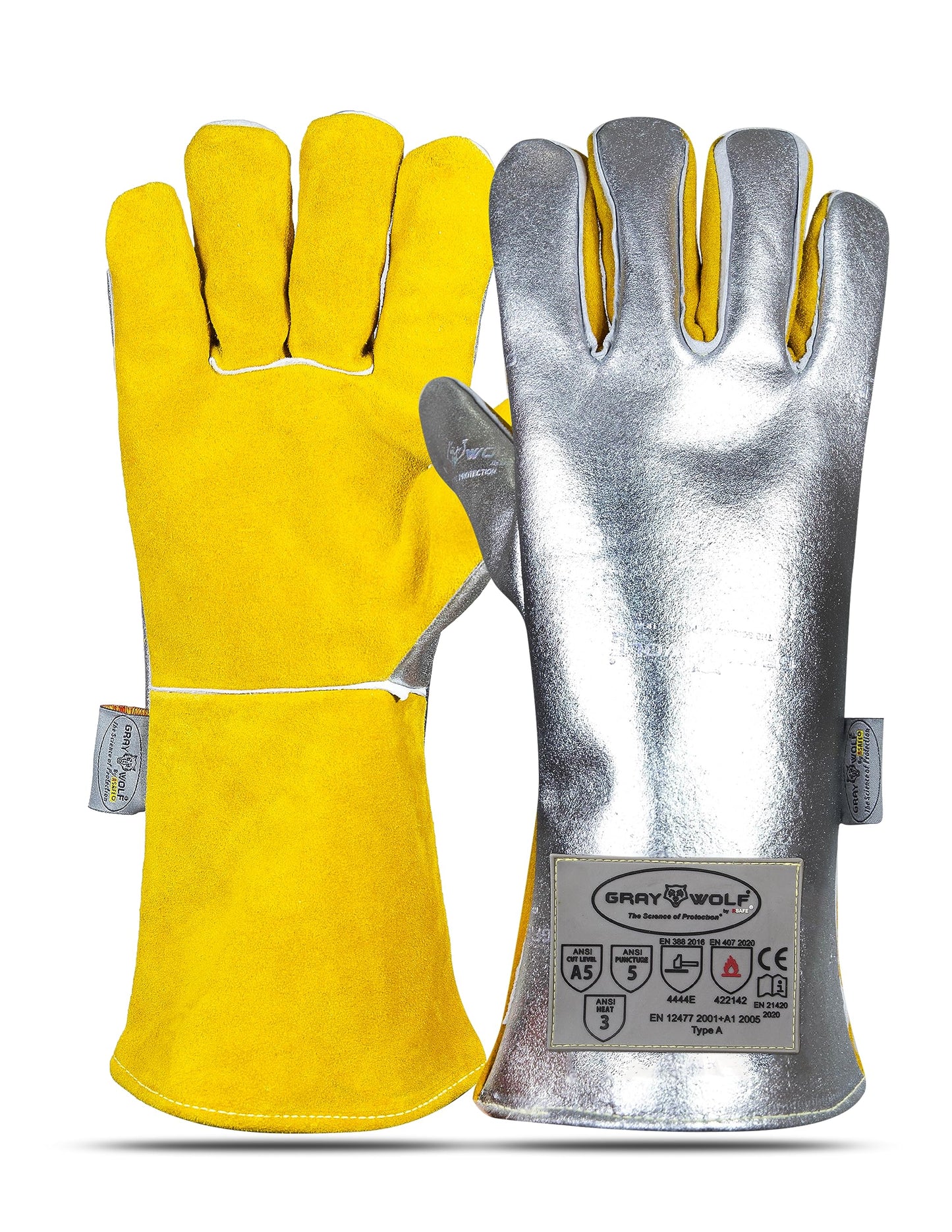 SpecxArmor® Graywolf® Kevlar Aluminized Heat Resistant Welding Glove/Large/1472°F │Fire Gloves│Kevlar Gloves│High Heat │Foundry glove│