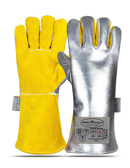 SpecxArmor® Graywolf® Kevlar Aluminized Heat Resistant Welding Glove/Large/1472°F │Fire Gloves│Kevlar Gloves│High Heat │Foundry glove│