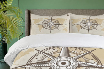 Ambesonne Nautical Duvet Cover Set, Classic Art with Ship Whale Lettering Deep Blue Sea Never Stop Exploring, Decorative 2 Piece Bedding Set with 1 Pillow Sham, Twin Size, Slate Blue